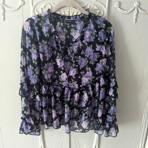 American Eagle Outfitters Sheer Floral Blouse
